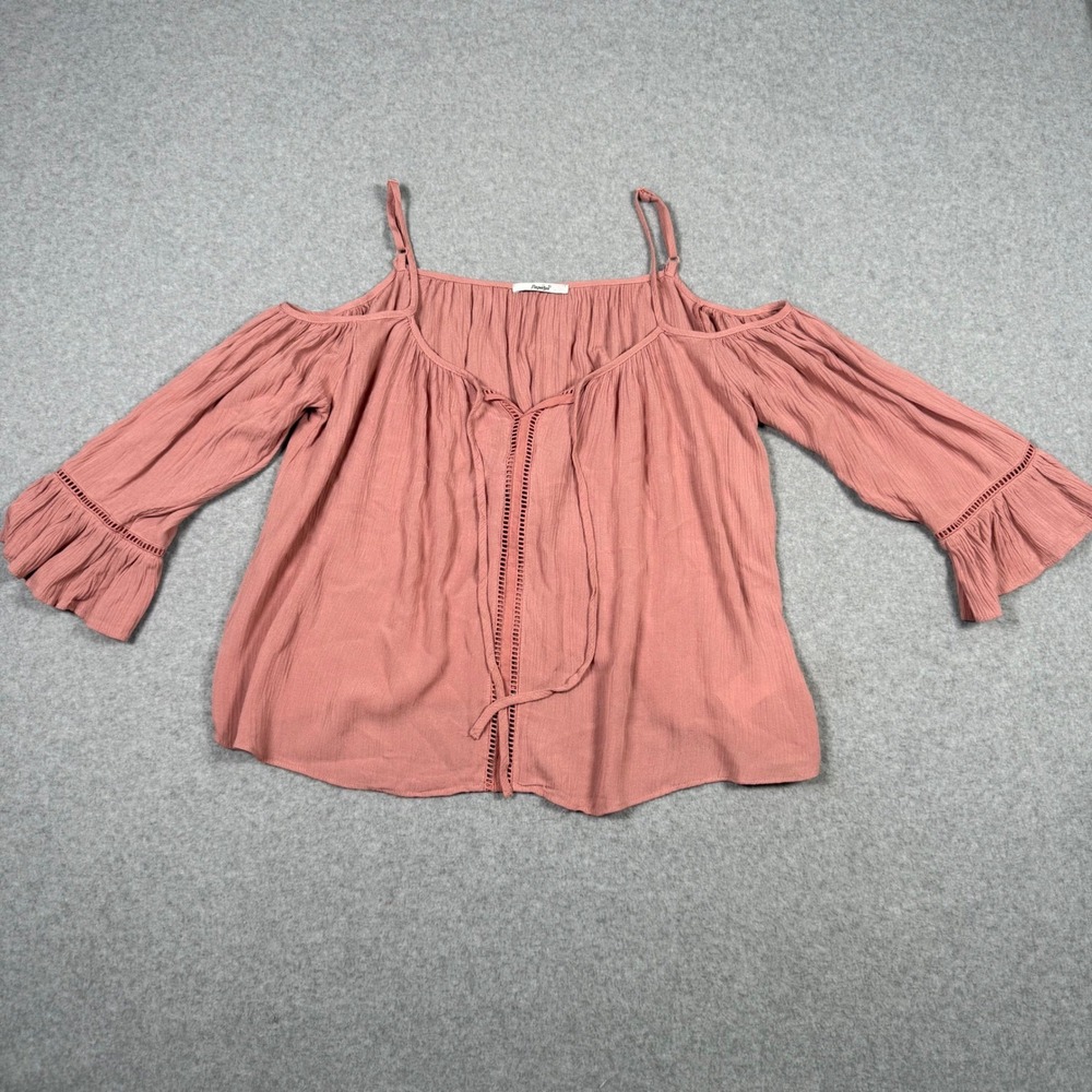 Papaya Y2K Womens Rose Pink Cold Shoulder Boho Festival Gauze Top Size Medium